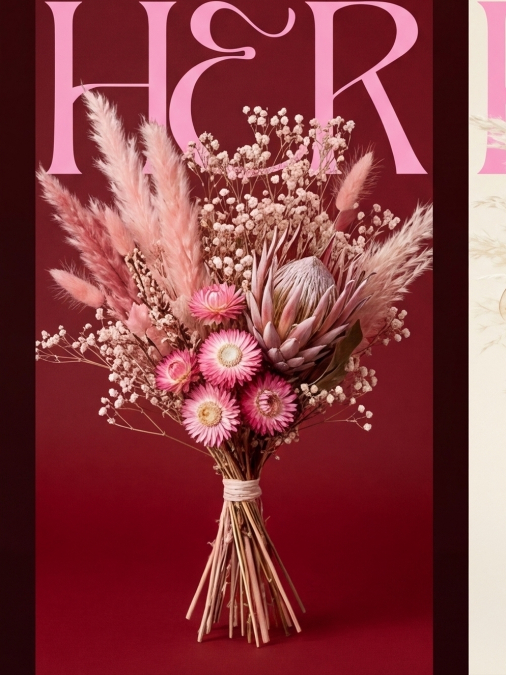 For All Hers/His/Their Bouquet Dried Floral Arrangement - Pink & Cream